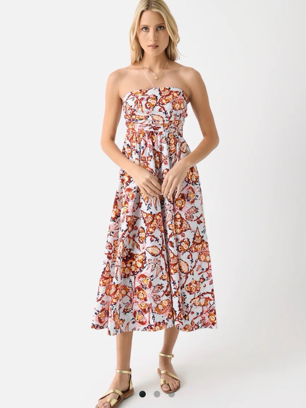 A.L.C. Strapless Floral Cotton Midi Dress